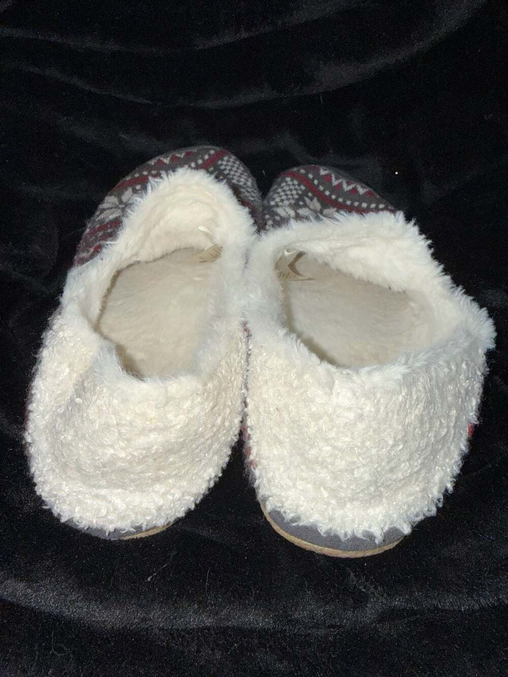 TOMS Gray Fair Isle Faux Fur Lined Slippers - Picture 3 of 5